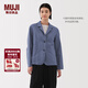 MUJI女式漢麻棉襯衫式夾克女長(cháng)袖外套25年夏季西裝小西服女裝BD0ZZC5S 煙熏藍色 M （160/84A）