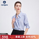 Navigare意大利小帆船條紋長(cháng)袖襯衫女士25夏季新品休閑襯衣寬松顯瘦上衣女 克萊因藍 XL