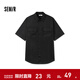 森馬（Semir）短袖T恤男裝純棉襯衣外套戶(hù)外工裝做舊水洗夏季上衣時(shí)尚百搭 黑色90001 M