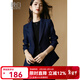 晚白高級感修身顯瘦小西裝2026春季通勤百搭職業(yè)純色正裝西服外套女 藍色 XL