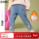 ASK JUNIOR女童褲子2025冬季小童復合搖粒絨長(cháng)褲保暖兒童牛仔褲 藍色 120