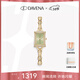 Davena蒂瑋娜新品小竹節女款手表氣質(zhì)輕奢鑲鉆小方表生日禮物送女友 豆蔻綠