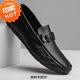 森用豆豆鞋男春秋季新款男士休閑皮鞋套腳懶人鞋子軟底開(kāi)車(chē)防水防滑 hd07黑色 （偏小拍大一碼） 42