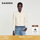 SANDRO秋冬女裝法式優(yōu)雅簡(jiǎn)約白色細條紋圓領(lǐng)直筒上衣花呢短外套 A235/象牙色 M (38)
