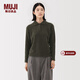 MUJI女式 羊毛混毛圈花式線(xiàn)POLO針織衫毛衣女裝上衣25年冬季 BA1QLA5A 卡其綠 M (160/84A)