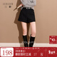 三彩2025冬季新款收腰休閑短褲小A闊腿褲靴褲顯瘦百搭簡(jiǎn)約氣質(zhì)S 經(jīng)典黑 M 160/68A 160/68A