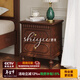 時(shí)余歐式實(shí)木床頭柜臥室50厘米寬柜子中古風(fēng)儲物柜無(wú)甲醛側邊柜 【咖】喬治床頭柜（北美白橡木）