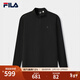 FILA 斐樂(lè )官方男子針織長(cháng)袖衫2025冬季新款時(shí)尚休閑半拉鏈基礎長(cháng)T 正黑色-BK L 175/96A/L