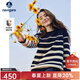 Navigare意大利小帆船簡(jiǎn)約休閑條紋毛衣女紀秋季百搭寬松針織衫時(shí)尚上衣 海軍藍白 M