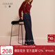 三彩2025冬季新款磨毛牛仔褲休閑直筒褲九分褲簡(jiǎn)約顯瘦M