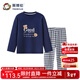 英博倫（YING BO LUN）兒童男童睡衣長(cháng)袖長(cháng)褲春秋裝青少年休閑韓版純棉家居服套裝 60467 丈青 套頭 180