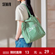 森馬（Semir）包包帆布袋女2024新款時(shí)尚撞色條紋單肩包大容量手提包氛圍感 綠白色調00341 均碼