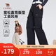 駱駝（CAMEL）闊腿工裝褲女士秋季直筒束腳純棉休閑運動(dòng)長(cháng)褲子M24CAWI717