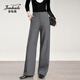 金狐貍女褲今年最流行的衣服2026新款春秋顯瘦直筒大碼褲子女西裝闊腿褲 灰色 L (28)