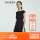 PORTS寶姿商場(chǎng)同款新品女裝氣質(zhì)純色修身短袖連衣裙LL8N021RWE005 丈青 L (8)