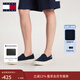TOMMY JEANS25春夏新款男懶人一腳蹬輕便船鞋運動(dòng)休閑鞋帆布鞋 【01366】藏青色C1G 42