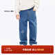little MO&Co.童裝春秋裝男童褲子女童牛仔褲純棉星星直筒長(cháng)褲兒童 牛仔藍色2 150 150/61