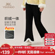 英氏（YEEHOO）女童喇叭褲兒童加絨褲中大童裝新中式長(cháng)褲加厚打底褲冬 黑色 150 