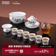 景德鎮（jdz）陶瓷茶具套裝整套高溫白瓷功夫蓋碗茶杯公道帶水洗送長(cháng)輩高檔禮品 千里江山蓋碗茶具套裝12頭