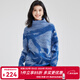 金菊加厚100%綿羊毛2025新款不規則扎染印花高領(lǐng)秋冬毛衣女式羊毛衫 藍色 M