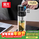 富光雙層玻璃杯 車(chē)載一鍵開(kāi)蓋泡茶杯高硼硅茶水分離水杯子男士300ml