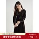 獨束大碼女裝簡(jiǎn)約大氣收腰連衣裙女冬新款復古泡泡袖絲絨中長(cháng)款裙子 菊苣咖啡 M