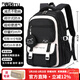 普思圖（PUSITU）書(shū)包女生初中生超大容量中學(xué)生高中生小學(xué)生-年級輕便減負女孩 黑色【送零錢(qián)包】