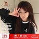 駱駝（CAMEL）純棉t神圓領(lǐng)長(cháng)袖T恤男女款休閑打底衫 C35BAXLN056D 幻影黑白 XL