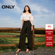 ONLY2025秋季新款通勤百搭高腰西裝褲收腰闊腿休閑褲女|125114020 H1Z 黑色 S