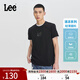 Lee標準版小logo索羅娜涼感男圓領(lǐng)短袖T恤休閑潮流LMT008141202 黑色 M