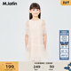 M.Latin/馬拉丁大童女童夏裝新款軟網(wǎng)觸感細膩輕柔圓領(lǐng)連衣裙公主裙 白灰 140 cm