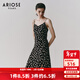 艾諾絲雅詩(shī)【商場(chǎng)同款】2025夏季新品貝殼提花碎花裙開(kāi)衩吊帶連衣裙40419098 黑底米花 M