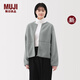 MUJI女式 長(cháng)毛抓絨 夾克女短外套25年冬季新品搖粒絨女裝 BB2T9C5A 淺藍色 M (160/84A)