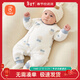 貝瑞加（Babyprints）嬰兒連體衣秋冬夾棉衣服男女寶寶加厚保暖爬服柔軟哈衣 藍73