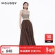 moussy【鐘楚曦同款】 復古風(fēng)條紋針織拼接背心連衣裙028ISZ70-3861 060棕色 均碼