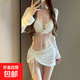 分體泳衣女高級感精致鏈條純欲風(fēng)性感比基尼四件套長(cháng)袖度假泳裝 白色 S （建議80-90斤）