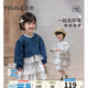 幼歌（YOUGE）女童春季新款純棉親膚牛仔外套女寶寶長(cháng)袖連衣裙兩件套 牛仔藍外套 90 cm