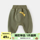 嘟嘟家寶寶大pp褲冬季加絨嬰兒運動(dòng)褲加厚保暖男童長(cháng)褲女童冬季休閑褲子 軍綠色 90