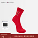 Tommy Hilfiger25春夏新款男裝簡(jiǎn)約字母提花微彈商務(wù)休閑運動(dòng)紅色中筒襪子 中國紅612 1雙 均碼