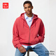 優(yōu)衣庫男裝女裝連帽拉鏈運動(dòng)開(kāi)衫/長(cháng)袖外套衛衣482311 14 瑪瑙紅色 M