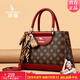 袋鼠卡拉品牌真皮包包2025新款母親節送媽媽禮物牛皮手提包中年斜挎女士包 紅色（禮盒+手包）