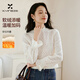香影（xiangying）法式蕾絲打底衫女2025冬裝新款半高領(lǐng)氣質(zhì)內搭鏤空花上衣 鷺白 M