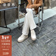 莎莎蘇【美洋同款】秋冬新款小奶糕加絨厚底增高德訓休閑女小白鞋騏驥紅 冬日白 35