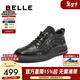 百麗（Belle）高幫休閑皮鞋男25冬新牛皮厚底商務(wù)運動(dòng)板鞋加絨A2191DM5 黑色-絨里 41 (255mm)