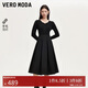 VEROMODA 連衣裙2024早秋新款針織拼接百褶連衣裙赫本小黑裙324346030