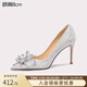 Lily Wei【星河】新娘高跟鞋女春夏季大碼女鞋仙女公主水晶鞋婚鞋成人禮 銀色【跟高8厘米】 39