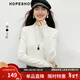 紅袖（hopeshow）木耳邊毛針織衫2025冬季新款女裝半高領(lǐng)打底巨好看輕熟百搭上衣 米白004 S