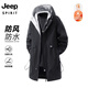 JEEP大碼風(fēng)衣男外套春秋特大號中長(cháng)款夾克冬季加絨男士外套加肥加大 加絨款 黑色 XL 125-140斤