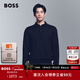 雨果博斯BOSS【100%羊毛】男士刺繡裝飾長(cháng)袖休閑POLO領(lǐng)針織衫 404-深藍色 M