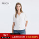 PRICH淡人穿搭氣質(zhì)V領(lǐng)短袖襯衫2025夏季新款垂墜感收腰顯瘦上衣女 10白色 M (165)
